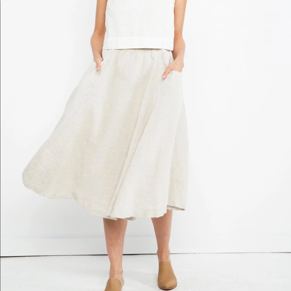Elizabeth Suzann Clyde Billow Skirt in Flax Linen - L